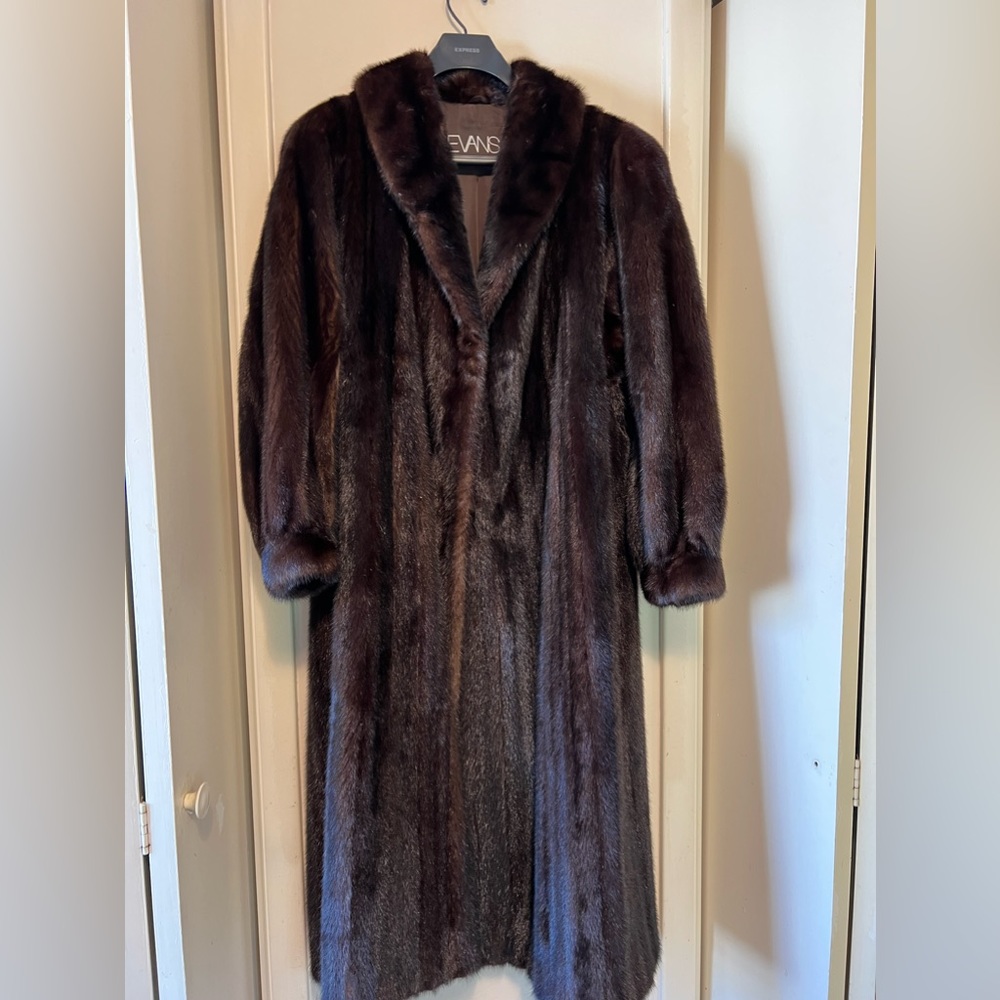 Evans Mahogany long Gorgeous mink coat Large